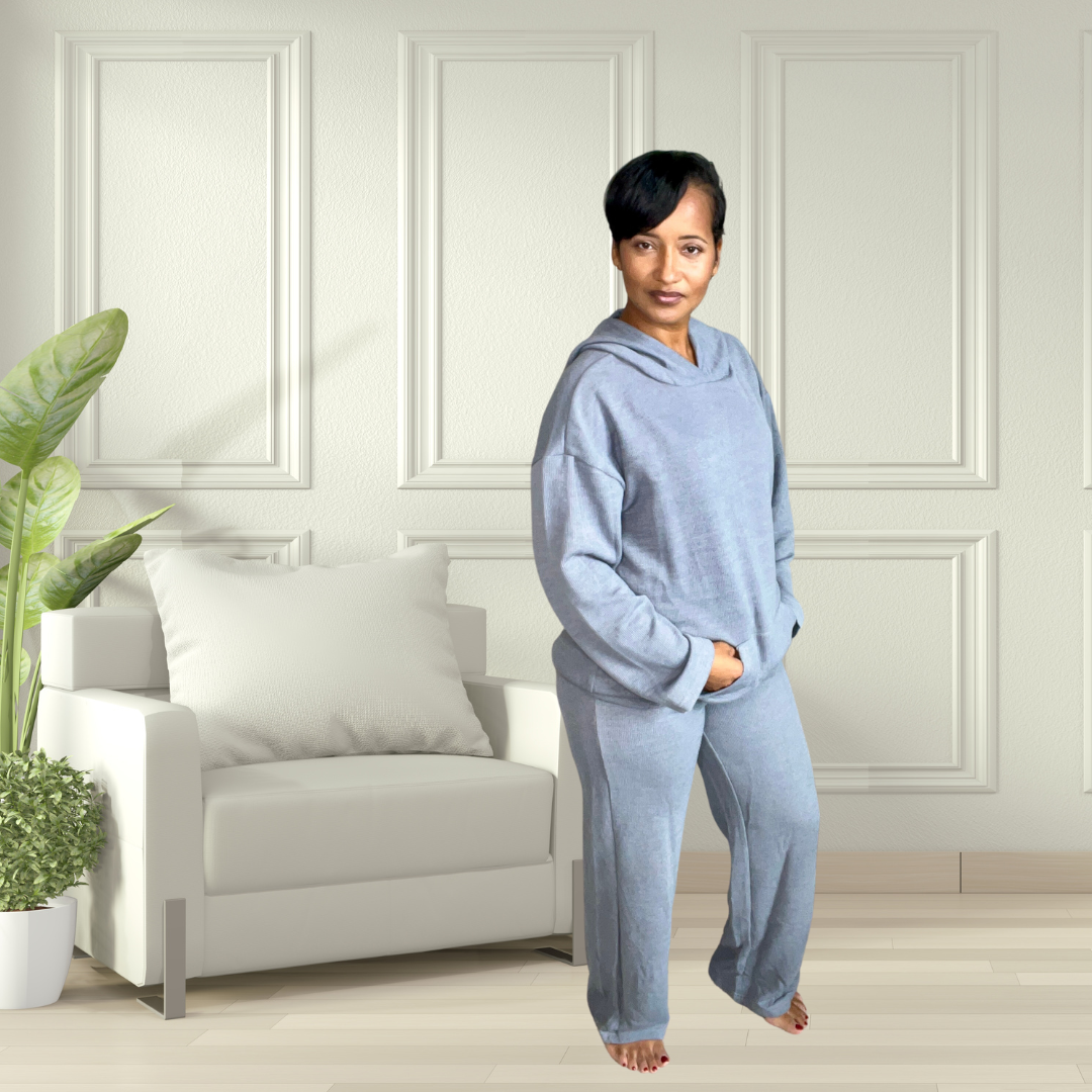 two piece knit set charcoal color
