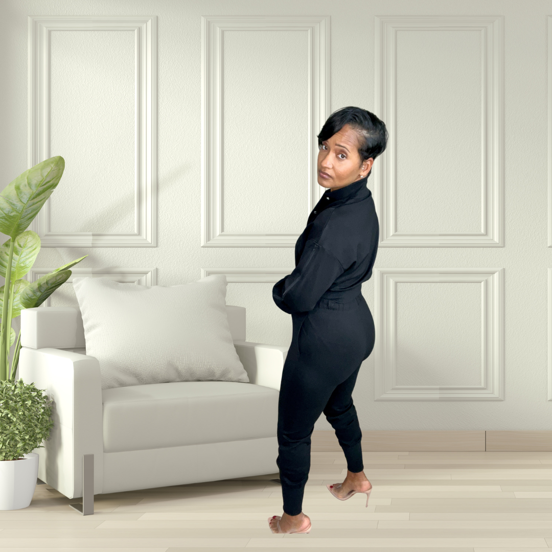 Jogger set color black rear view