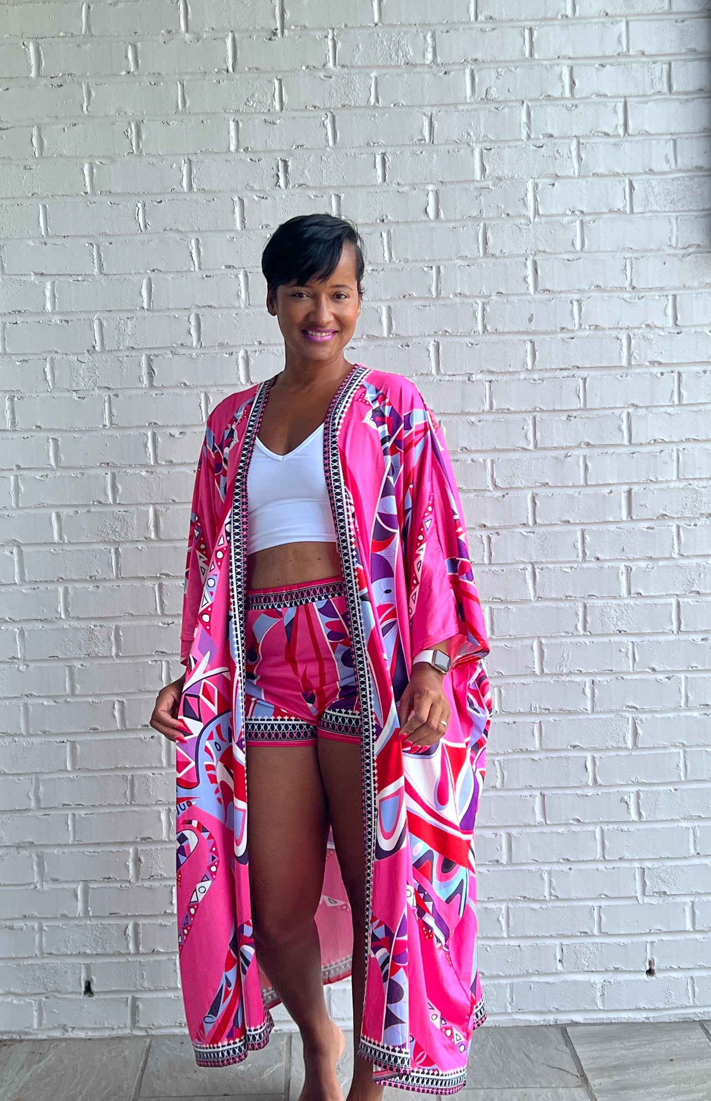 pink kimono set front view