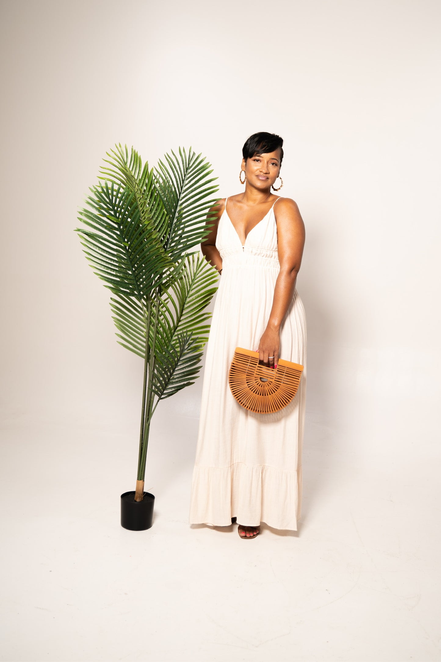 maxi dress natural color front view
