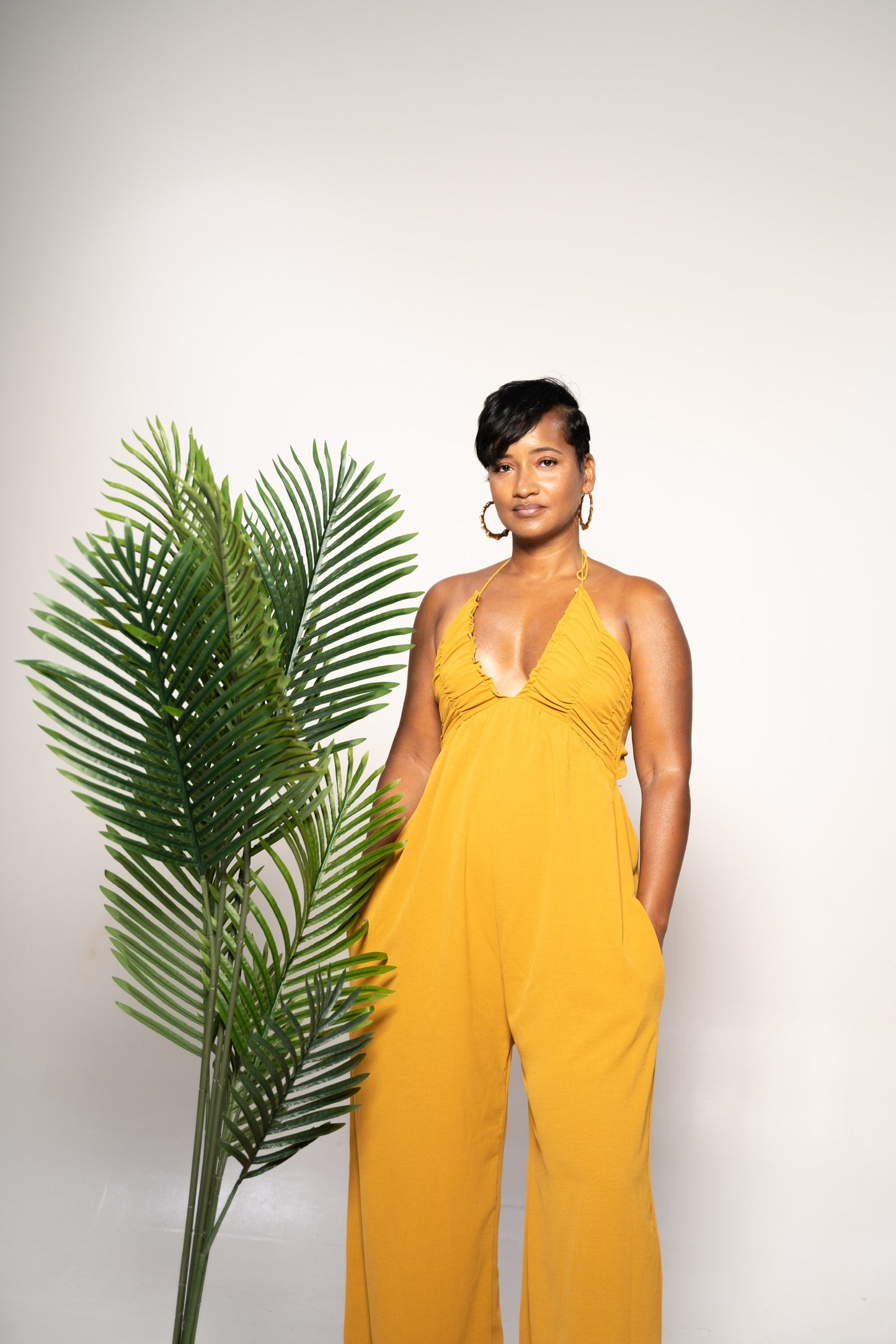 jumpsuit mustard color