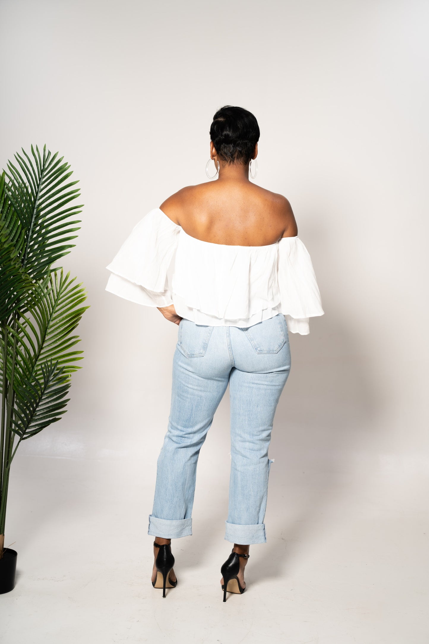 off shoulder blouse back view