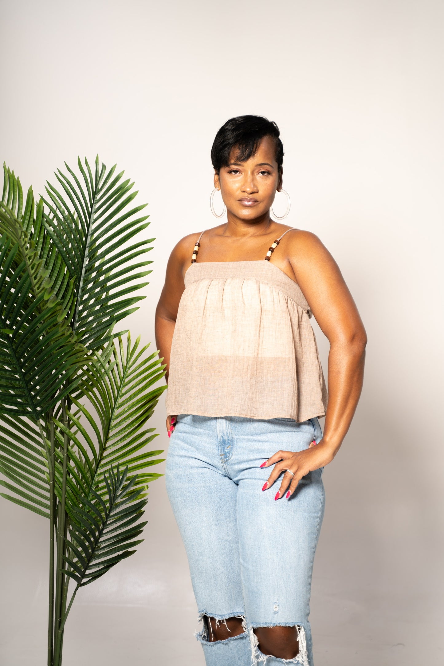 tieback sleeveless top front view