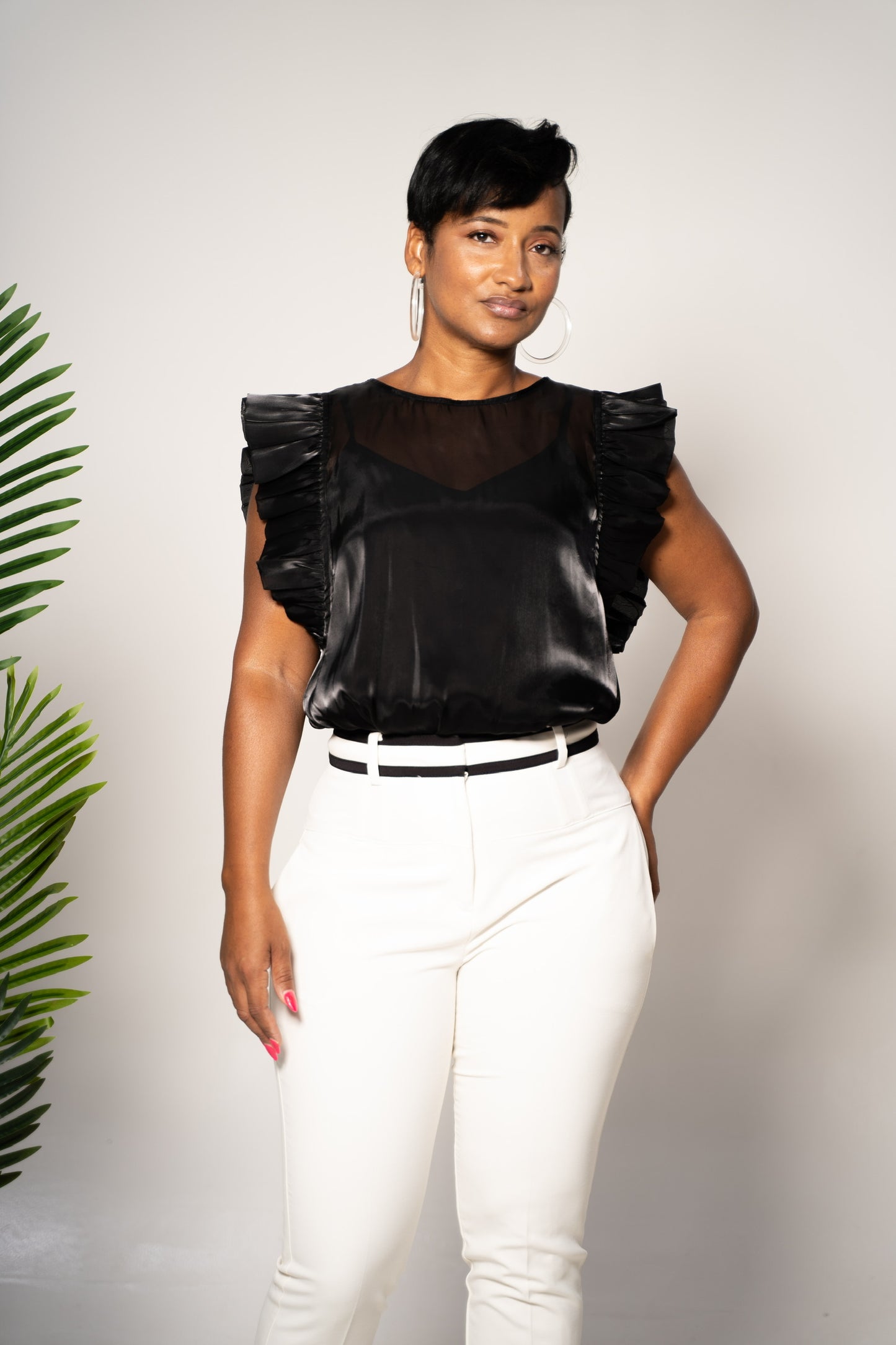 ruffle sleeve blouse front view