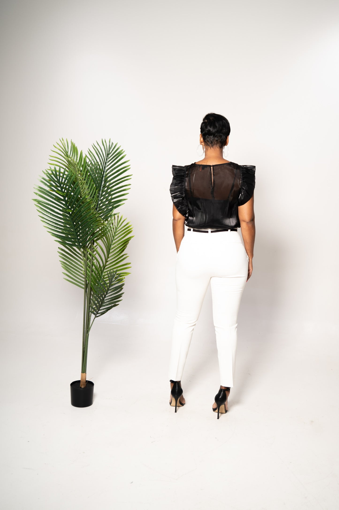 ruffle sleeve blouse back view