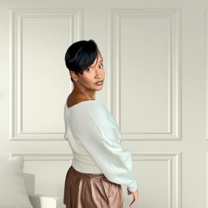 Nadia Off Shoulder Crossed Sweater Cream SM MD